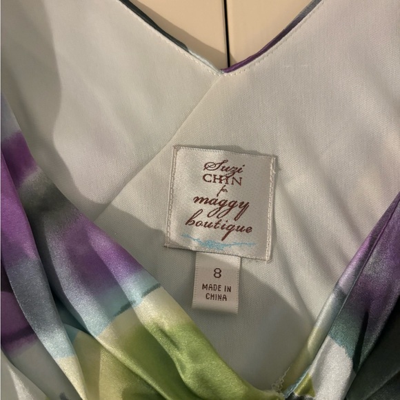 NWT Suzi Chin Colorful Silk Cocktail Dress, size 8 - Picture 3 of 7